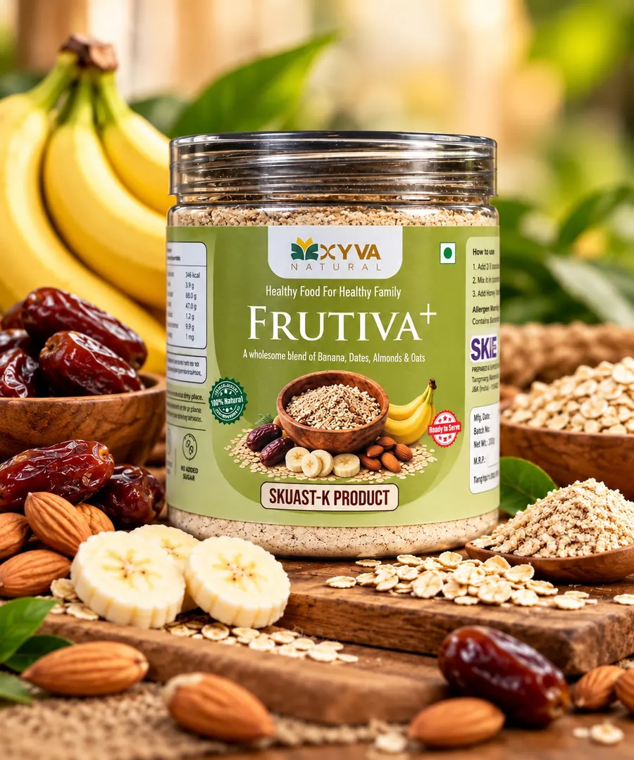 Frutiva+ jar and ingredients