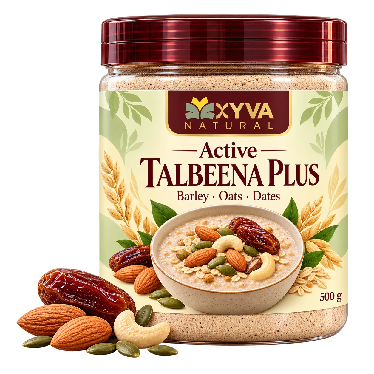Active Talbeena Plus jar and ingredients